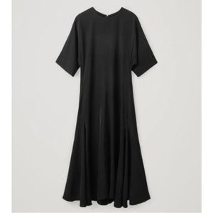 NWT. COS Long A-Line Black Viscose Dress